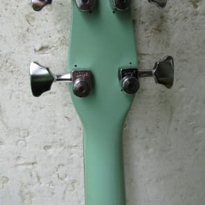 Left Hand Danelectro  Longhorn Bass Guitar, 1990's Surf Green, Converted From Right Hand image 6