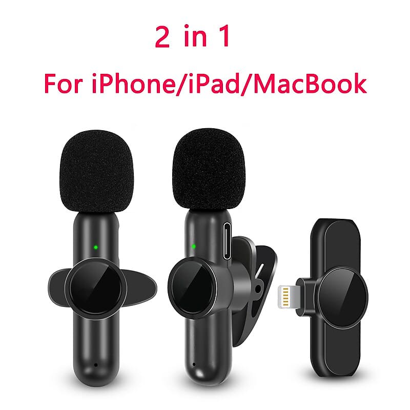 Wireless Lavalier Microphone for iPhone Mini Mic Audio Video Recording 