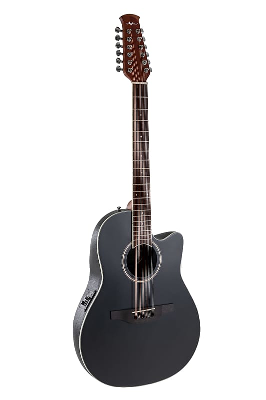 Ovation Applause AB2412-5S E-Acoustic Guitar AB2412II Mid Cutaway 12-string Black Satin image 1