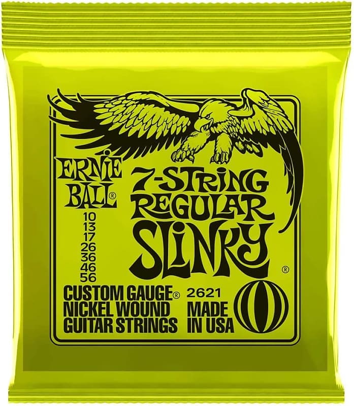 Ernie Ball 7-String Regular Slinky Nickel Wound Electric Guitar Strings, 10-56 Gauge (P02621) image 1