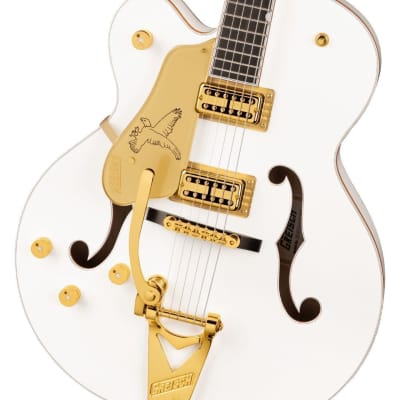 Gretsch G6136TG-LH Players Edition Falcon Hollow Body 6-String Electric Guitar - Left-Handed (White) Bundle with Gretsch G9500 Jim Dandy Acoustic Guitar (Frontier Stain) image 5