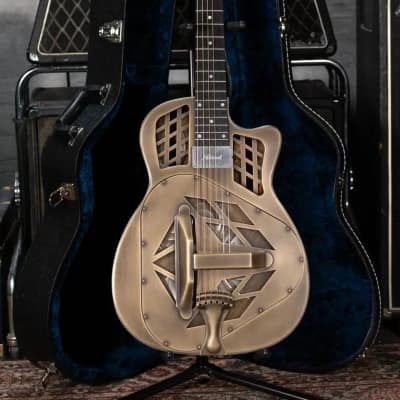 National T-14 Tricone Cutaway, Antique Brass, Slimline Pickup with National Deluxe Hardshell Case image 15
