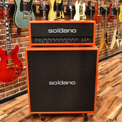 Soldano Custom Shop SLO100 100watt All Tube Head with Matching 4x12 Cab Red Sparkle Tolex W/ Black Grill and Black Chicken Head Knobs image 3