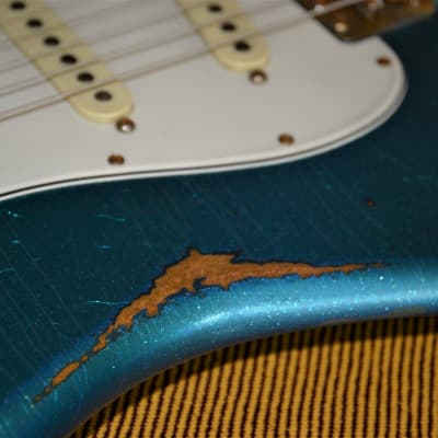 American Fender Stratocaster Performer Custom Relic Nitro Blue Sparkle image 19