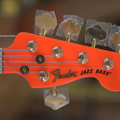 Fender MonoNeon Jazz Bass V - Neon Yellow and Orange image 2