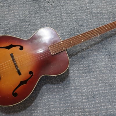 Vintage 1960s Kay Acoustic Guitar Plays Great Low Action Redburst Harmony Silvertone for sale