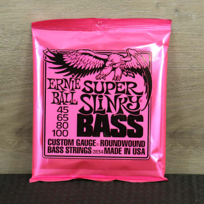 Ernie Ball 2834 Super Slinky Round Wound Electric Bass Strings (45-100) Silver image 1