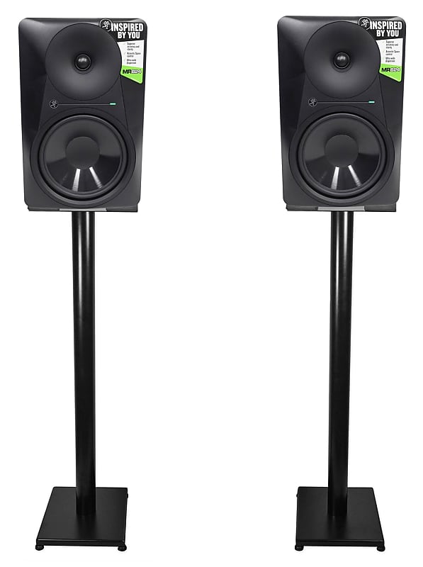 Pair Mackie MR824 8” 85 Watt Powered Active Studio Monitor Speakers+37" Stands image 1