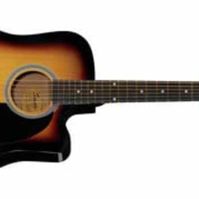 Fender SA-105CE, Dreadnought Cutaway, Electro Acoustic Guitar, Sunburst image 2