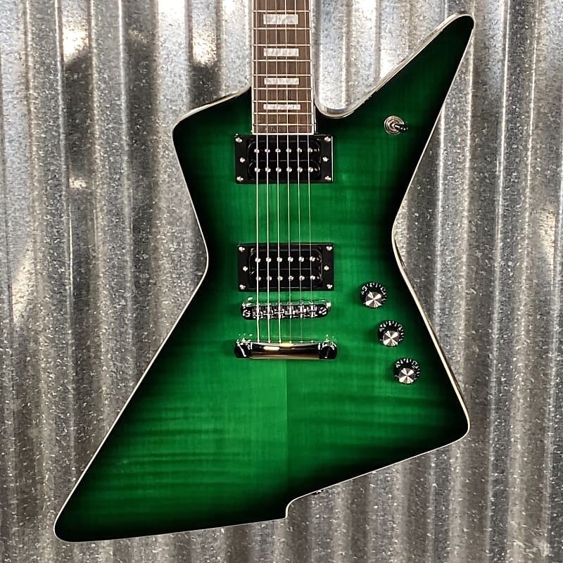 Westcreek Revenge Explorer Transparent Greenburst Guitar | Reverb