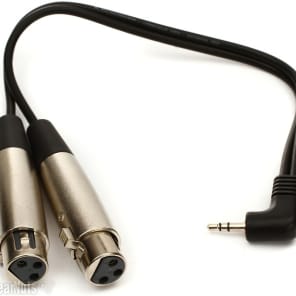 Hosa CYX-401F Microphone Cable - Dual XLR3 Female to Right-angle 3.5mm TRS Male - 1 foot image 2