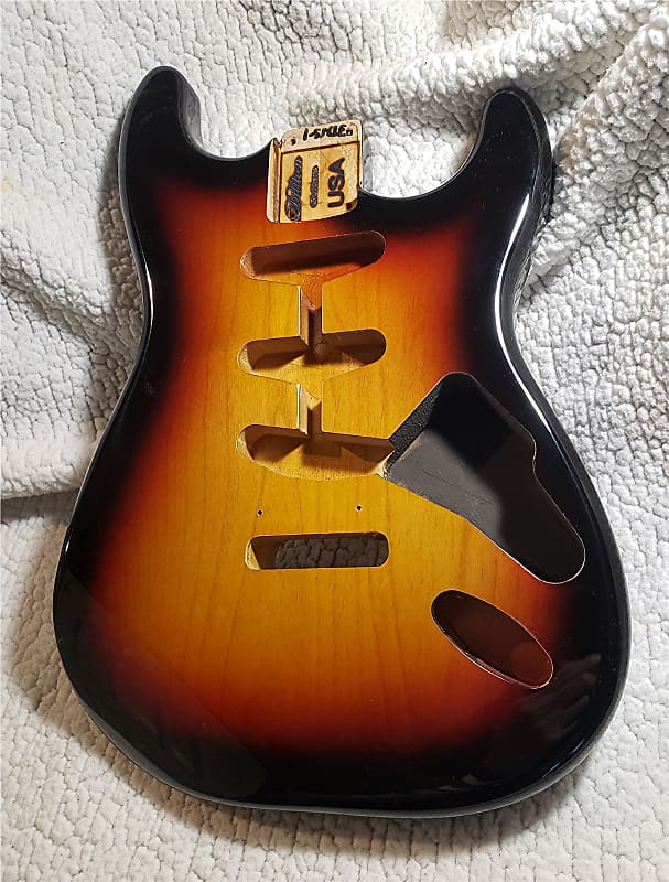Top quality USA made Alder gloss Nitro body in "3 tone sunburst". Made for a Strat neck.#3TNS-1. only 3lb ,11 ounces. Free pick guard while supplies last. image 1