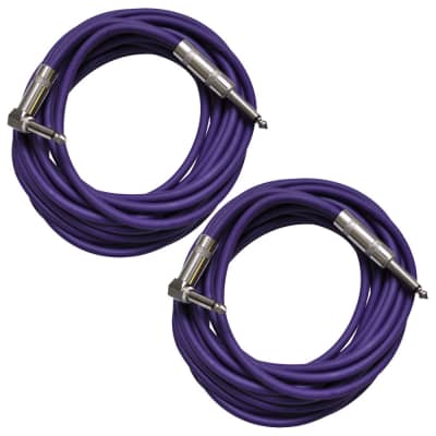 2 Pack of Purple 20 Foot Right Angle to Straight Guitar Instrument Cables image 1