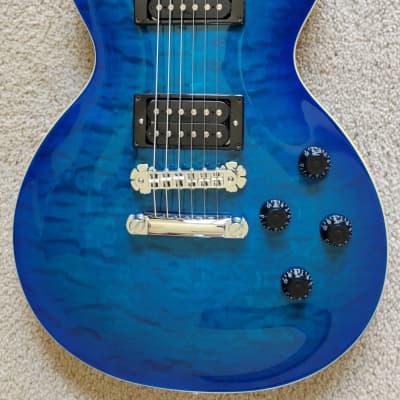 New Zemaitis Z22 Series Z22QQ Quilt Top Electric Guitar, Trans Blue Burst, New Gig Bag image 1