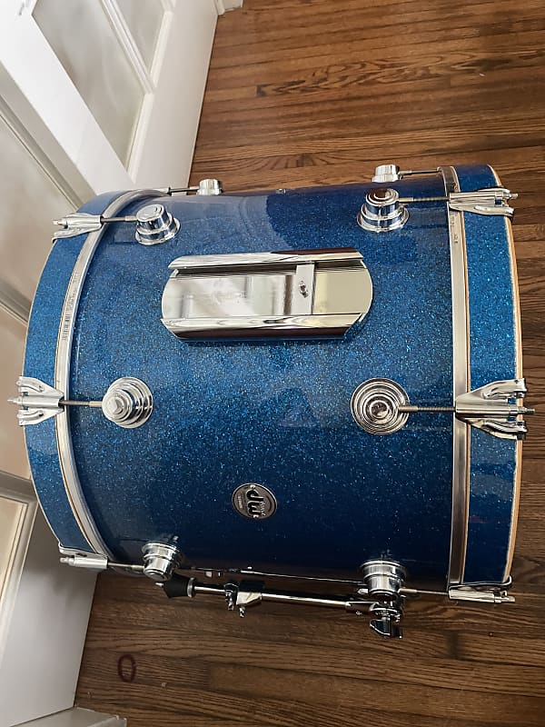 Dw Collectors Blue Glass Glitter Sparkle 20” Bass Drum Reverb