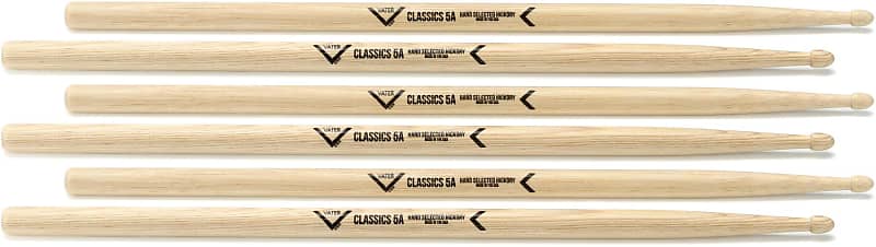 Vater Classics Drumsticks 3-pack - 5A - Wood Tip (2-pack) Bundle image 1
