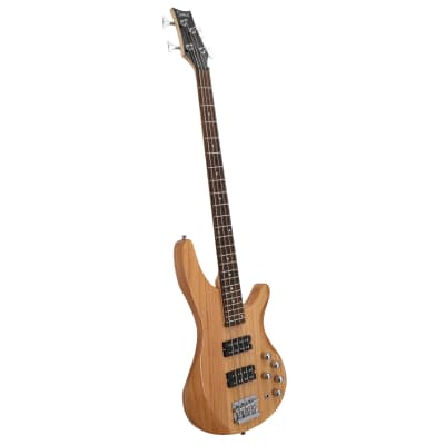 Glarry 44 Inch GIB 4 String H-H Pickup Laurel Wood Fingerboard Electric Bass Guitar with Bag and other Accessories 2020s - Burlywood image 4