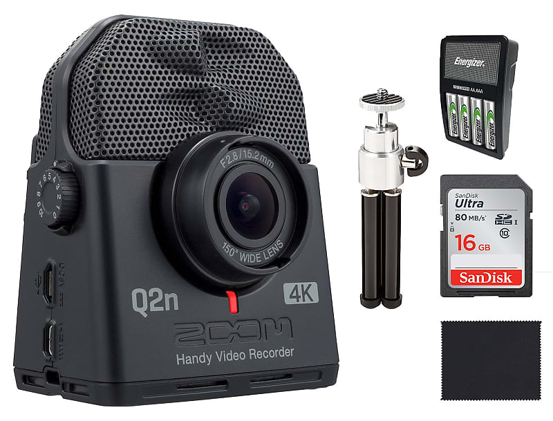 Zoom Q2n-4K Handy Video Recorder,16 GB SD card,Tripod,Rechargeable