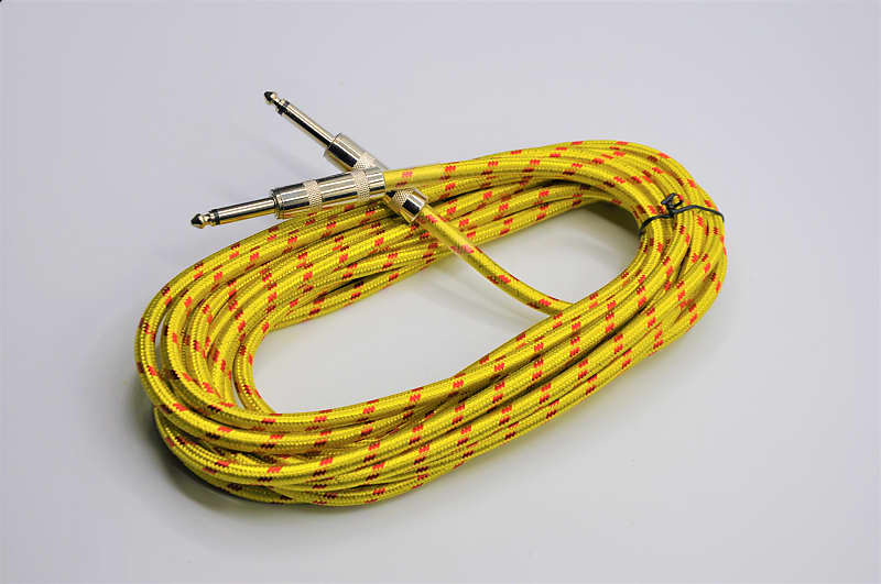 20ft Braided Yellow Electric/Acoustic Guitar/Bass Instrument Cable Chord Copper Core Material image 1