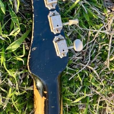 1959 Silvertone Model 1444 Danelectro Made Dolphin Nose Bass Guitar Black over Copper image 11