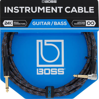 Boss BIC-10A Straight to Right Angle Instrument Cable, 10ft