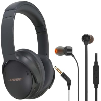 Bose QuietComfort 45 Noise-Canceling Wireless Over-Ear Headphones (Limited Edition, Eclipse Gray) + JBL T110 in Ear Headphones Black image 1