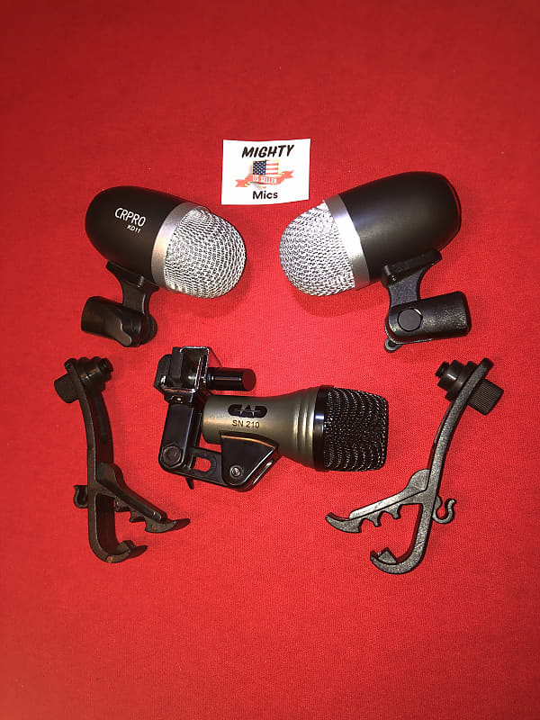 Drum Mic Set Kit CAD SN210 Snare+2 CRPRO KD11 Microphones Reverb