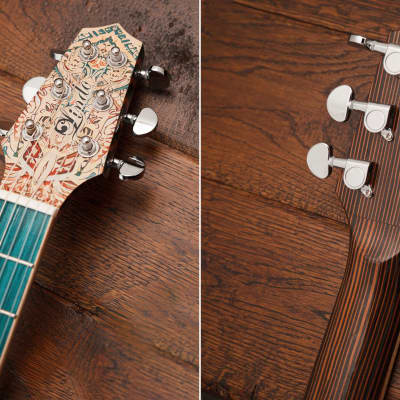 Lindo Sahara Nylon Strings Electro Acoustic Travel Guitar | BS3M Mic Piezo Blend Preamp / LCD / EQ / Tuner | Nautical Star 12th Fret Inlay | Graphic Art Finish | 20th Anniversary Special Edition image 7