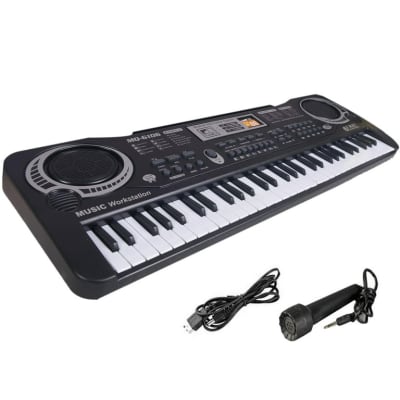 61 Keys Electric Piano Keyboard For Kids with Microphone Black New image 2