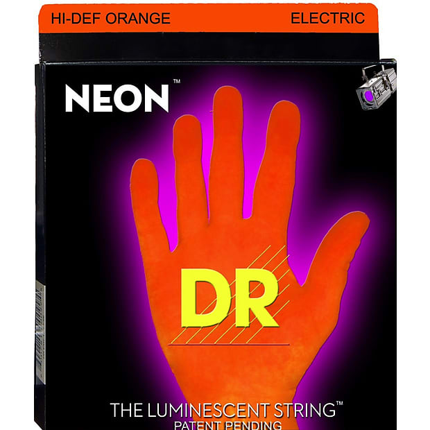 DR Strings NOE-9 Hi-Def Orange Luminescent Electric Guitar Strings 9-42 image 1
