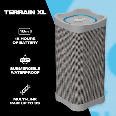 Skullcandy Terrain XL Wireless Bluetooth Speaker - IPX7 Waterproof Portable Speaker with Dual Custom Passive Radiators, 18 Hour Battery, Nylon Wrist Wrap, & True Wireless Stereo image 2