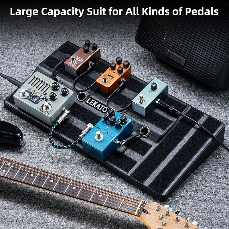 Guitar Pedalboard with Built-in Power Supply Pedal Board Aluminium Alloy  1.8lb Lightweight Pedal Board 19x5 Inch Black Pedal Board with Power  Supply