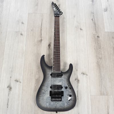 ESP LTD Deluxe M-1007 Baritone 7-String Guitar, Quilt Maple Charcoal Burst Satin image 3
