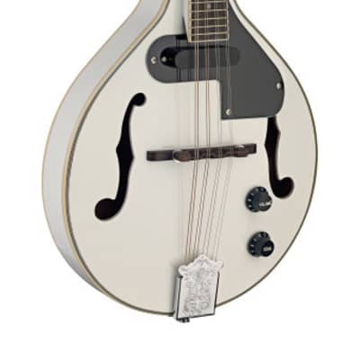 STAGG White acoustic-electric bluegrass mandolin with nato top for sale