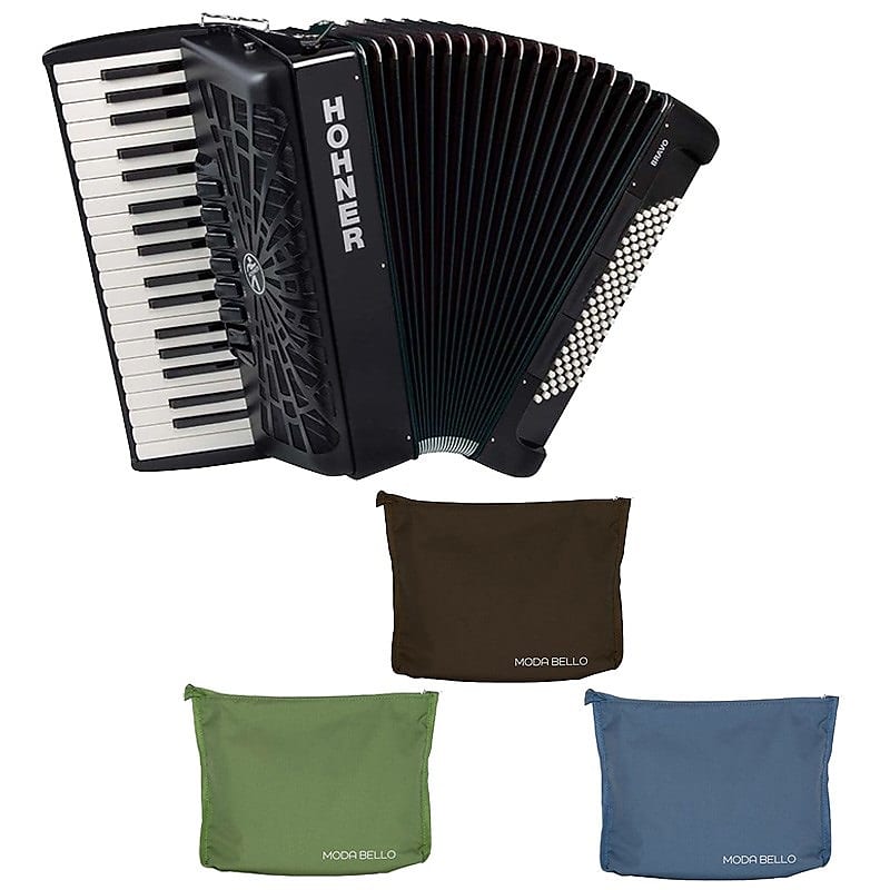 Hohner Bravo III 96 BK + Rain Cover Set [Rainy Day Accordion Rain