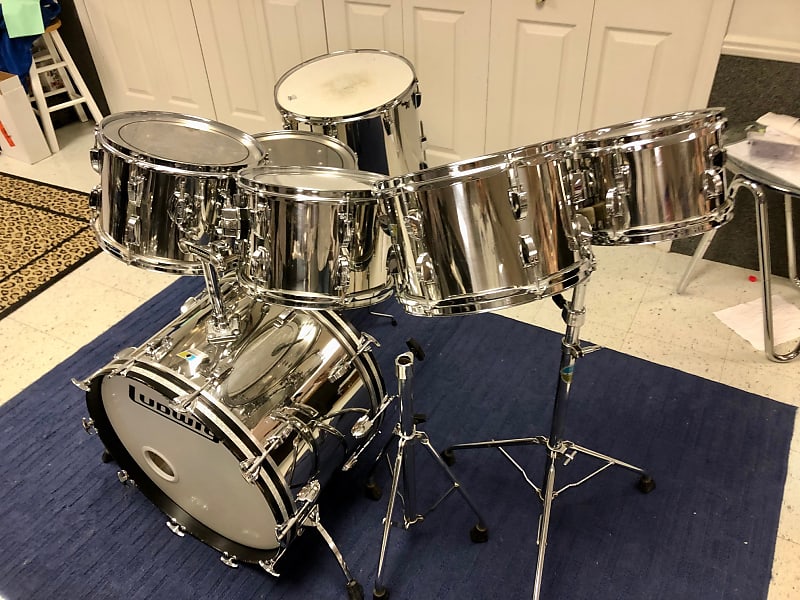 1970s 7pc Ludwig Stainless steel Drum Kit Reverb