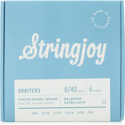 Stringjoy Orbiters Balanced Coated Nickel-wound Electric Guitar Strings - Extra Light Gauge (.008 - .040) for sale
