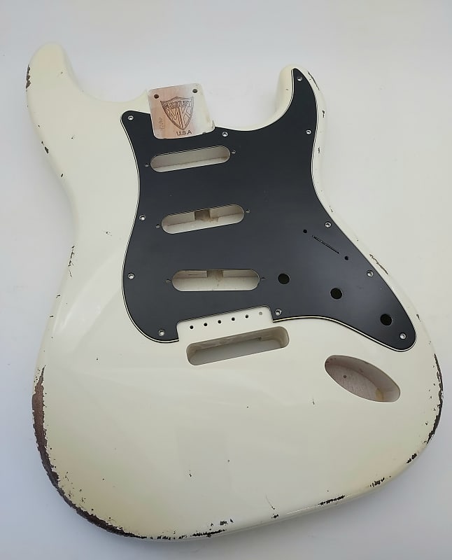 4lbs 2oz Nitro Lacquer Aged Relic Olympic White S-Style Vintage Custom Guitar Body image 1
