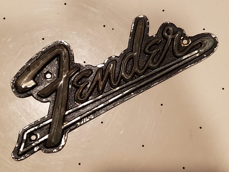 60's Metal Badge Vintage Fender Amp Cab Case Speaker Reverb