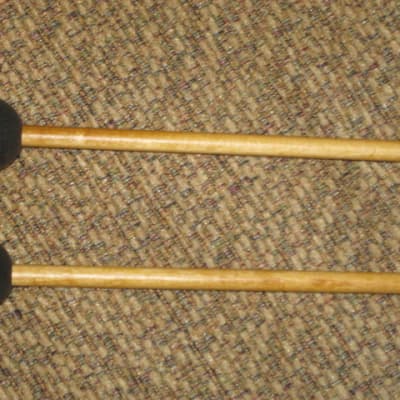 one pair of new old stock A+ Mike Balter MB10B (10B) Extra Hard Keyboard Mallets, 1 and 1/8" phenolic (plastic) round (gray color) HEADS and natural birch HANDLES - mid to late 1990s (+ packaging) Unwound Series image 10