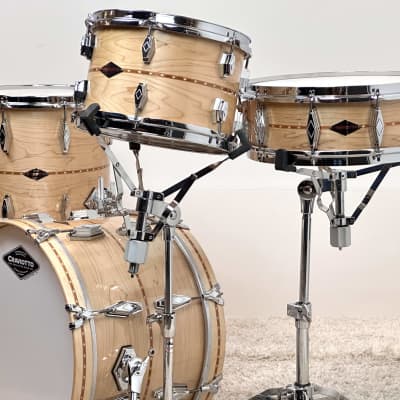 Craviotto 18/11/13/5x14" VIDEO Solid Maple 2024 - Gloss Maple w/ Mahogany Inlay image 3