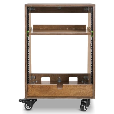 Sound Town DIY Slanted 12U Studio Rack, Plywood, Golden Oak, Rubber