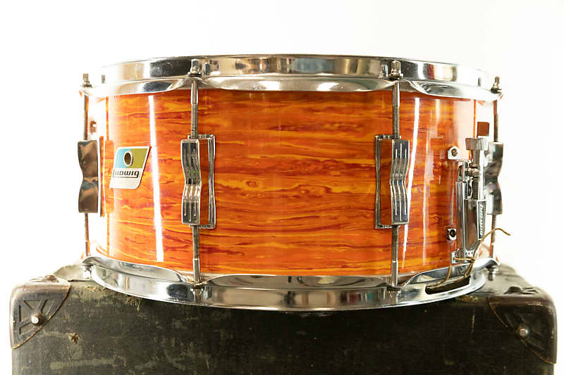 1970s Ludwig 6.5x14 Mod Orange Auditorium Model Snare Drum