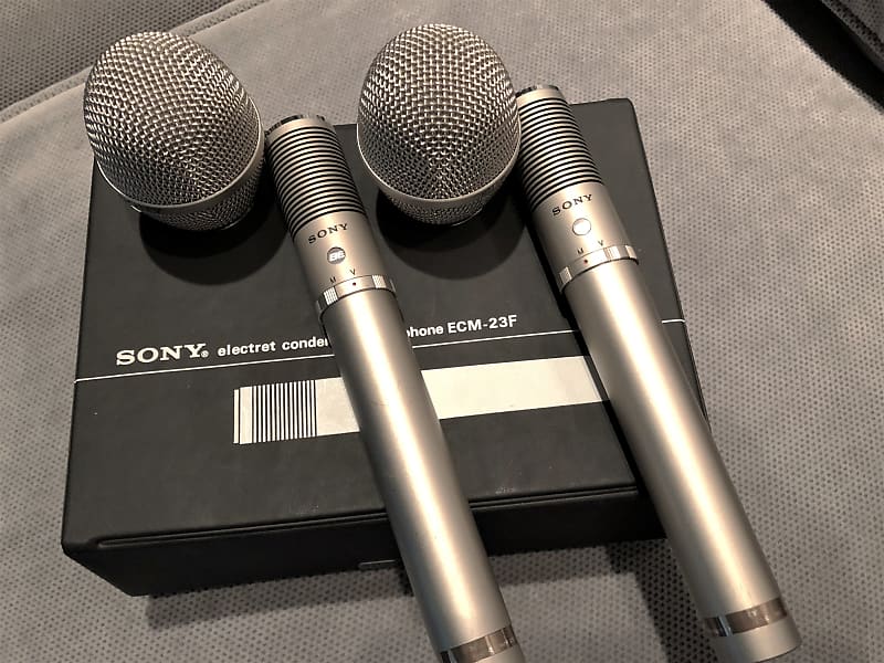 新品即納SONY ソニー ECM-23F Ⅱ 2 コンデンサー マイク 2点 セット 音出しOK 希少 ビンテージ コンデンサーマイク