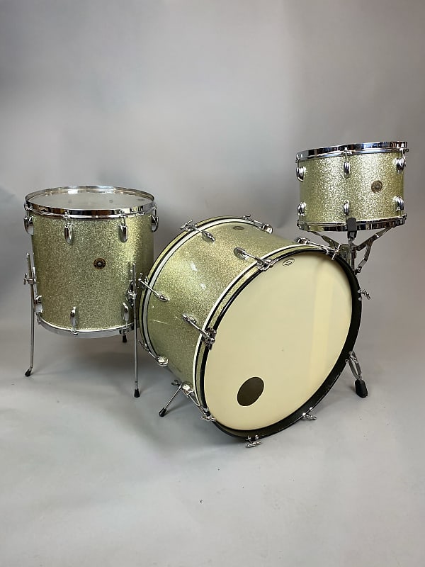 Vintage Gretsch Late 1950s 3pc Shellpack w/24" Bass Drum (Silver Sparkle) image 1