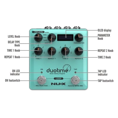 NUX DUOTIME (NDD-6) Duotime Dual Delay Engine Stereo Delay image 2
