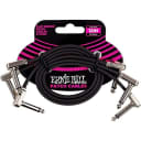 Ernie Ball P06222 Flat Ribbon Pedalboard Patch Cable - Right Angle to Right Angle - 12 Inch (3-pack)