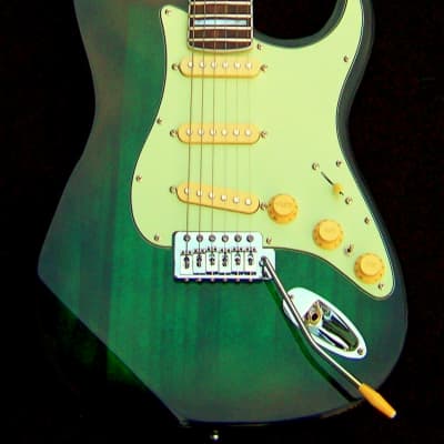 X-Light Green Burst Strat-Custom 22 fret Bound Rosewood/Maple Strat+7 Sound Switch+T-Bleed+BridgeTone+Frets leveled, Crowned and Polished with Mint Green Guard image 5