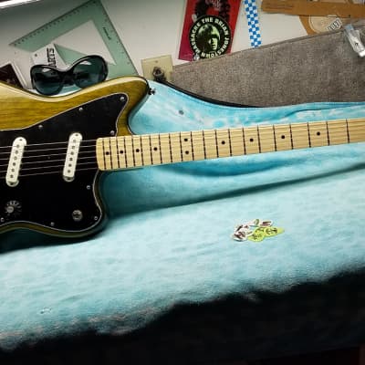Custom  "Jazzstang "Jazzmaster Mustang Style Guitar, Jaguar Pickups, Tele Neck, Hemp Green Sparkles image 2