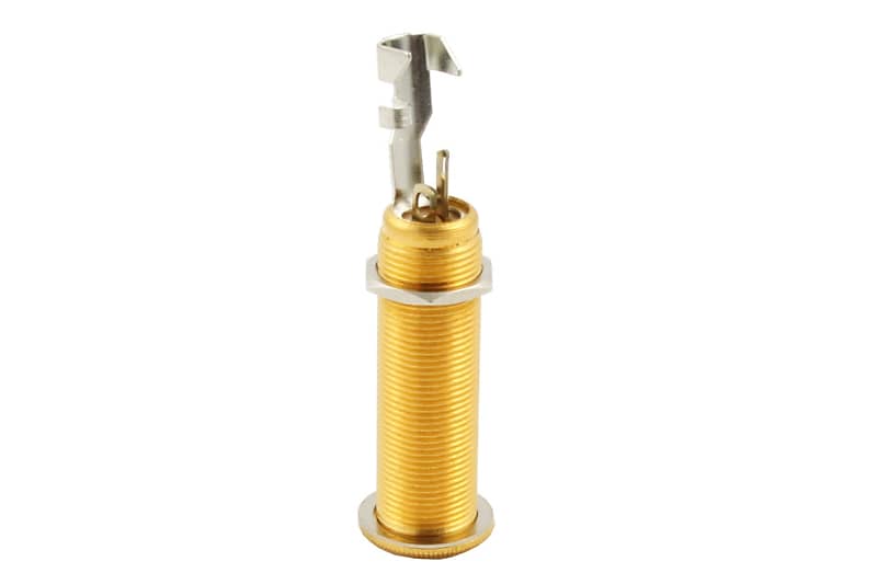 Switchcraft Long Threaded Barrel Stereo Input Jack GOLD Reverb